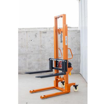 China Hotels Plug-in 1T*1.6M With Motor Semi-electric Motor Stacker Plug-in Forklift Stacker for sale