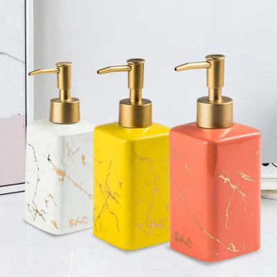 China Cosmetic Spray Lotion Pump Toiletry Cup Travel Set Square Ceramic Mist Shampoo Bottle for sale