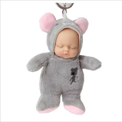 China stuffed & Plush Toy 11cm Mini Kawaii Sleep Baby Plush Toys Sound Doll Baby Accompany Toy Bag Accessories Key Chain Gift Kids Birthday Toy for sale