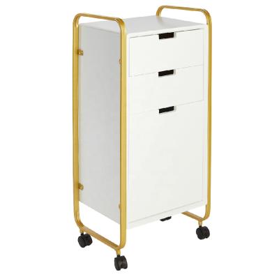 China Modern gold and white salon trolley for barber shop beauty hairdresser trolley with hot high quality salon furniture with cheap price for sale