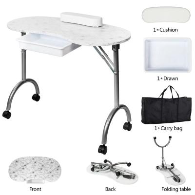 China Modern Popular Folding Table With Bag Barber Shop Nail Tables With Manicure Table And Nail Supplies High Quality Salon for sale