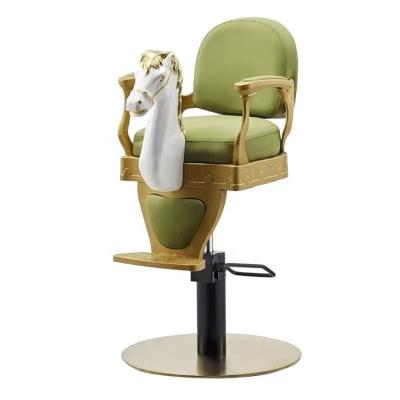 China Modern Luxury Salon Chair Kids Gold Sliver Horse Hairdresser Chair Cute Baby Chair for sale