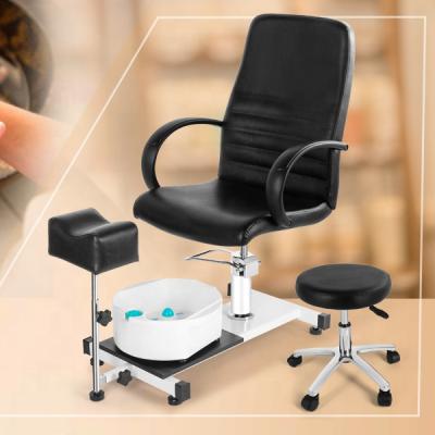 China Salon Hair Equipment Black Pedicure Chair With Swivel Stools Nail Hot Spa Chair With Massage Bowl Durable Hairdresser Salon Equipment For Sale for sale