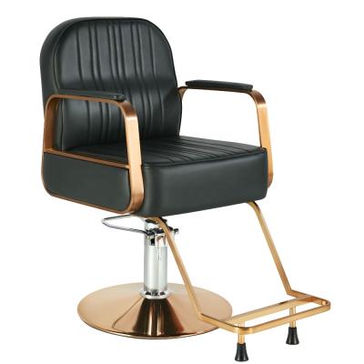 China Rose Gold Modern Hair Salon Stainless Steel Barber Chairs Vintage Beauty Salon Furniture Beauty Waiting Chairs for sale