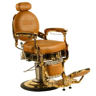 China Urich gold modern barber chair for sale; Popular vintage salon chairs for barber shop; Superb quality hair salon furniture for sale