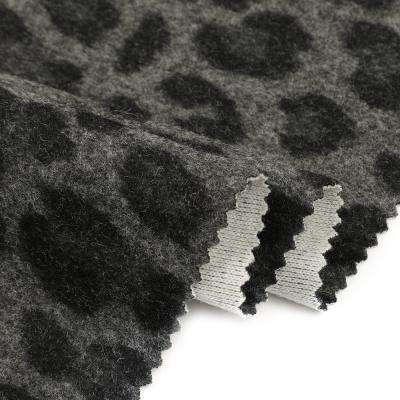 China Anti Pill Latest Design Fashion Black Leopard Printed Soft Velvet Brush Viscose/Polyester Fabric for sale