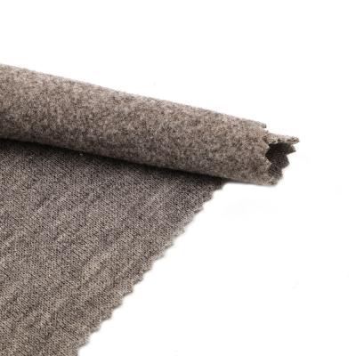 China Guarantee Winter Quality Anti Pill Gray One Side Brush Velvet TR Twill Knit Fabric For Coat for sale