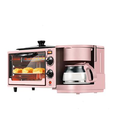 China Household 3 in 1 Breakfast Set Toaster Coffee Sandwich Maker 3 in 1 Breakfast Maker with Toaster Oven Coffee Pot Frying Pan with Lid for sale