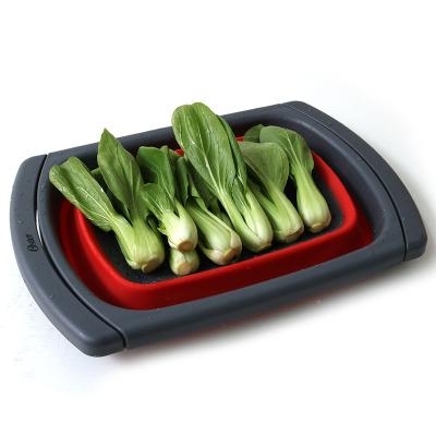 China Sustainable Multifunctional Rectangle Collapsible Silicone Filter Basket For Washing Vegetable for sale