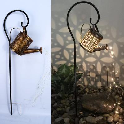 China Garden Hot Sale Patio Yard Pathway Lights Solar Outdoor Fairy Lights Hanging Metal Waterfall Solar Watering Can Light for sale