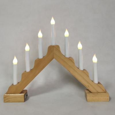 China Bridge Hot Sale 7 LED Traditional wooden Christmas Bridge Candle Light Window candle Lights Xmas Ornament for Festival Decoration for sale