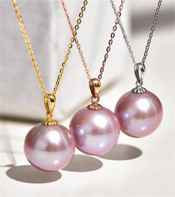 China Wholesale CLASSIC Natural Good Quality Freshwater Pearl Beads 925 Sterling Silver Chain Purple Colors Flexible Pendant Necklace for sale