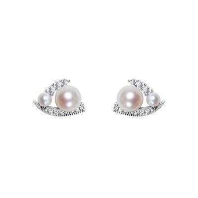 China Other 4-7mm 925 White Freshwater Pearl Wedding Stud Earrings -Round Sterling Silver Simple Real Freshwater Pearl Stud Earrings for sale