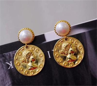 China Other S925 Sterling Silver Needle High Polished Round Women Pattern Pearl Earrings Fashion Smooth Stud Earrings for sale