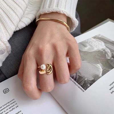 China Other Fashion Minimalist 14K Gold Filled New Arrivals Exquisite Freshwater Pearl Adjustable Open Ring for sale