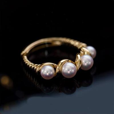 China Other High Quality Fashion Trendy Gold Plated Real Freshwater Pearl Adjustable Rings For Women for sale