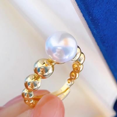 China Other Baroque White Pearl Ring For Women Wedding Adjustable Real Natural Freshwater Pearl for sale