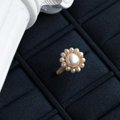 China Other Hot Selling Custom Hawaiian Pearl Rings Flower 14K Gold Filled Ring Women Pearl Ring For Gifts for sale