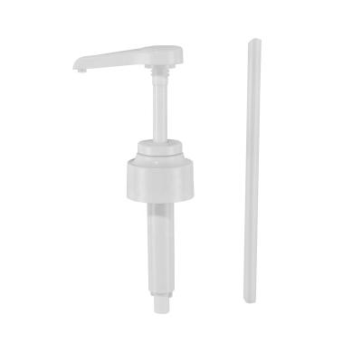 China New Design Child Safe Non Spill Large White Dosing Screw Syrup Pump, Long Spout Lotion Pump for sale