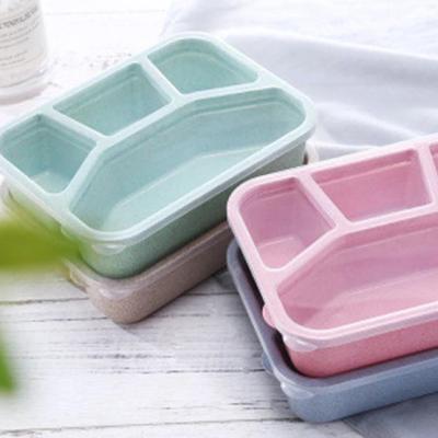 China Sustainable Wholesale Cheap Food Container 4 Compartment Wheat Straw Fiber Lunch Box for sale