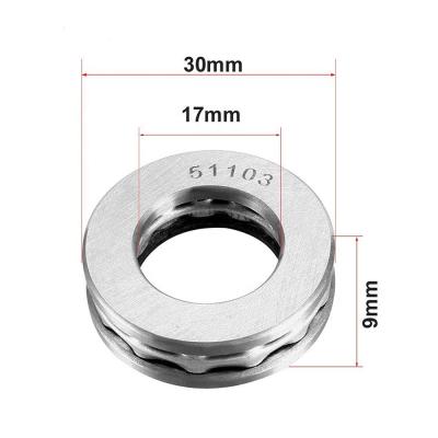 China Wear Resistant Automobile Large Thrust Bearing Steel Cage 51103 17*30*9mm Thrust Ball Bearings for sale