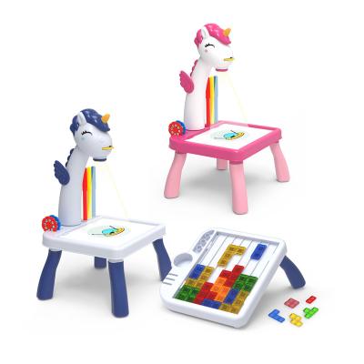 China DIY Paint Unicorn Blocks Projection Drawing Board Wholesale Mini Children Drawing Board Stand Cute for sale