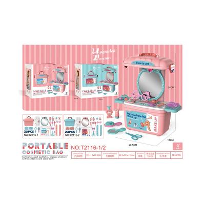 China Educational Toys Custom 2 Colors Cute Mixed Gifts Kids Dressing Up Toy Make Up Table Set Toy For Girl With Mirror for sale