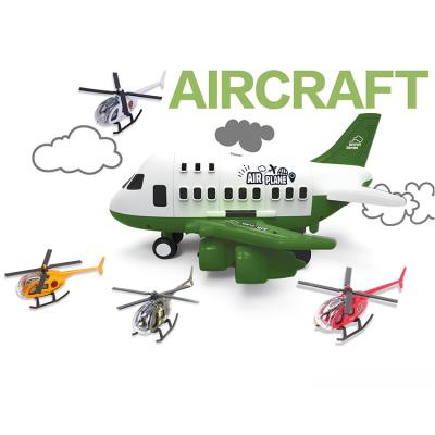 China Diecast Alloy Toy Helicopter Toy Inertia Airplane Toys With 4 Pcs Airliner Kids Alloy Toy Large Storage Transport Aircraft Small for sale