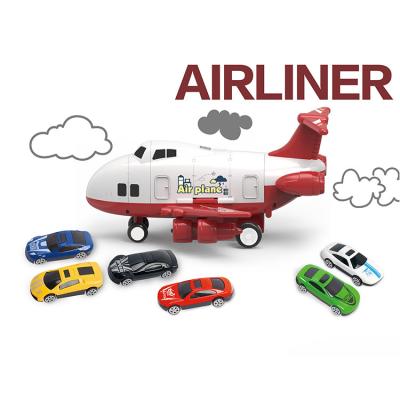 China Wholesale Machine Diecast Toy ABS Alloy Diecast Toy Racecar Small Plastic Transport Airplane Toy With 6 Pcs Model for sale