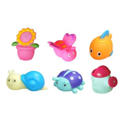 China Toy Wholesale 6 Pack Animal Squeeze Sound Wetting Bath Toys Kids Bath Water Moisturizer Toys For Children for sale