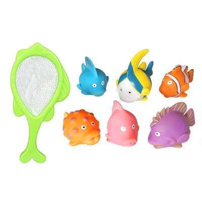 China Eco-friendly Bath Toy Top Selling Soft PVC Bath Toys Fish Rubber Bath Toy For Kids 6 Styles Mixed for sale