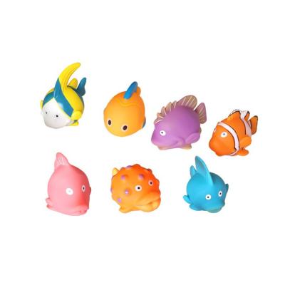 China Eco-friendly Bath Toy Soft Plastic Fish Funny Material Bath Toys Colorful Rubber Fish Bath Toy For Kids for sale