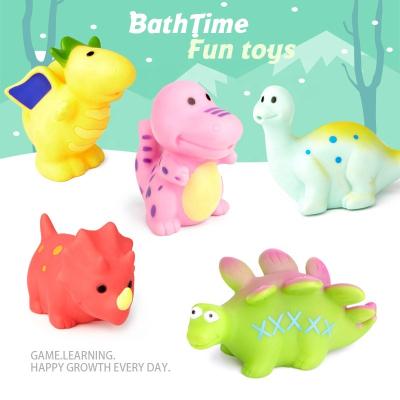 China Mini Bath Toy Baby Bath Toys Fun Dinosaur Soft Rubber Spray Water Toys For Kids Bath Toys Set for sale