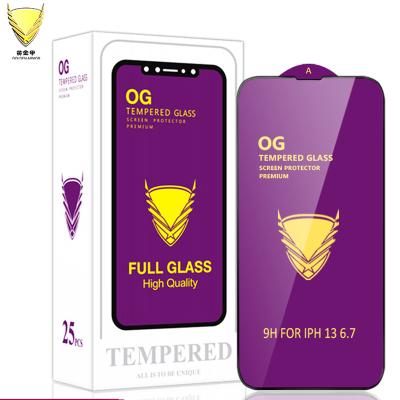 China NEW OG Anti-broken 9H Gold Armor Curved Tempered Glass For Iphone 13 pro 6.1 Max 6.7 Screen Protector Cell Phone Ananda Tempered Glass for sale