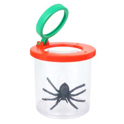 China Plastic Magnifer 3x 6x Plastic Children's Collection Insect Gift Teaching Class Kisd Insect Toy Magnifying Glass With Small Spider for sale