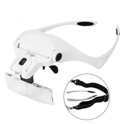 China Hot Selling Interchangeable Repair Headwear 5 Lens Lens 2 LED Head Lamp Magnifier for sale