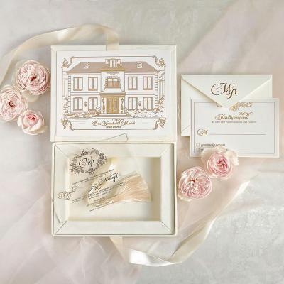 China Free Sample Luxury Acrylic Wedding Invitation Card of Europe with Velvet Box Invitation Set with Custom Logo and Monogram for sale