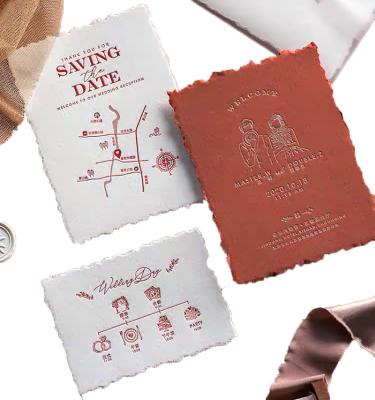 China Classical Wedding Invitations Handmade Letterpress Printing Europe Style Australia Cotton Paper Wedding Ceremony Card for Engagement for sale