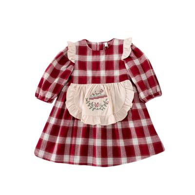 China PHB 11901 Breathable Children Girls Brand Dress New Spring Autumn Dresses Children Kids Plaid Dress for sale