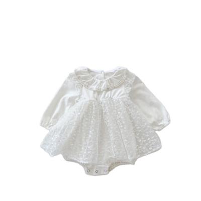 China PHB 12452 European Design Infants Girls Long Sleeve Regular White Color Lace Up Romper Toddler for sale