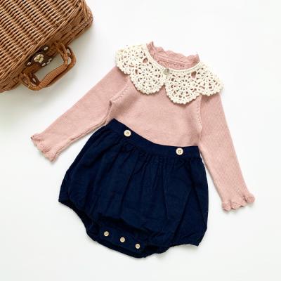 China Breathable PHB 20969 Two Piece Wholesale Sweater And Romper Outfits Sets Baby Clothing Sets for sale