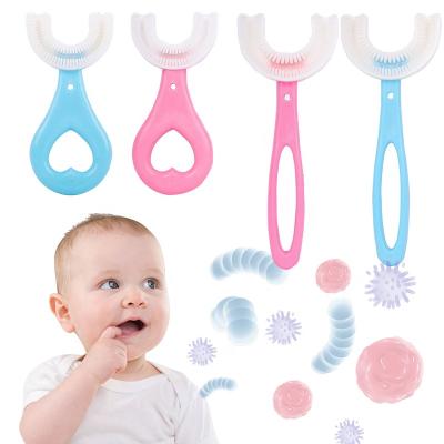 China 2022 Toy 2022 Silicone Beads Baby Food Grade Bpa Silicone Teethers Teethers U Shape Kids Soft Toothbrush Oral Care Cleaning Baby With Box for sale