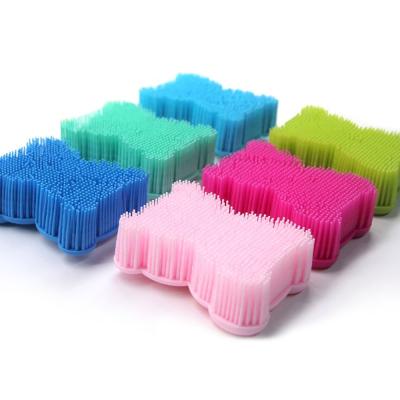 China Non-slip Reusable Cushion Cartoon Bear Silicone Shampoo Brush Children's Shampoo Brush Silica Gel Pad Brush for sale