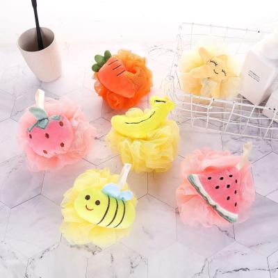 China EXFOLIATE Cartoon Bath Flower Ball Milk Shower Accessories Loofah Wholesale Mesh Sponge Super Soft Baby Bath Brush for sale