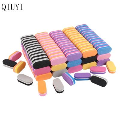 China Various specifications. Fashionable. Who respects the environment. Durable Christmas Gift Printing Mini Nail File Sponge Rectangular Nail File 50pcs/lot 100/180 Mix Color Oval Sandpaper For Salon for sale