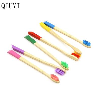 China Hot Sale Healthy Natural Trapezoidal Paint Spray Toothbrush Charcoal Wood Bamboo Toothbrush for sale