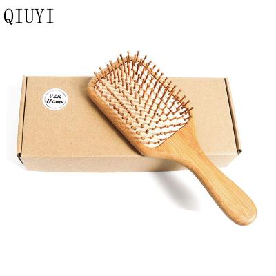 China Eco-Friendly Cushion Curly Hair Brush Detangling Custom Bamboo Hair Brush For Women Hair Extension Brush Logo for sale