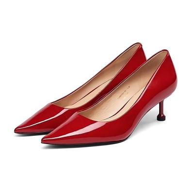 China New four seasons deodorization led red toe sexy high heel shoes for ladies leather stiletto heels for sale