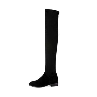 China Deodorization Woman Beautiful Suede Comfortable Flat Knee High Boots for sale