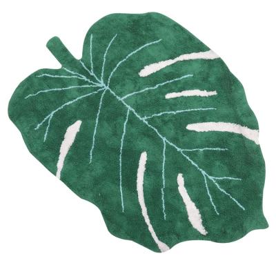 China Modern High Quality Good Prices Leaf Shape Green Kids Carpet Floor Fluffy Soft Bedroom Flooring Rugs for sale